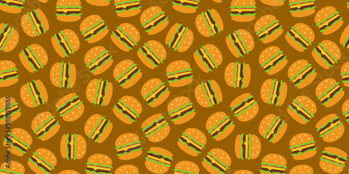 burger pattern background. doodle fast food. burger seamless pattern background. Seamless Pattern of a Cheese Burger or Hamburger. hamburger pattern.	
