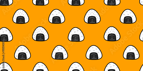 onigiri pattern background. Japanese food seamless pattern. onigiri rice balls illustration. Onigiri Japanese Food Pattern background. Japanese rice balls seamless pattern background.