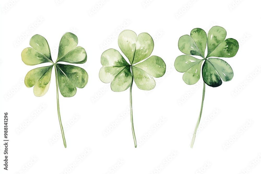 Watercolor Clover Lucky fourleaf clovers Watercolor Clover Lucky fourleaf clovers