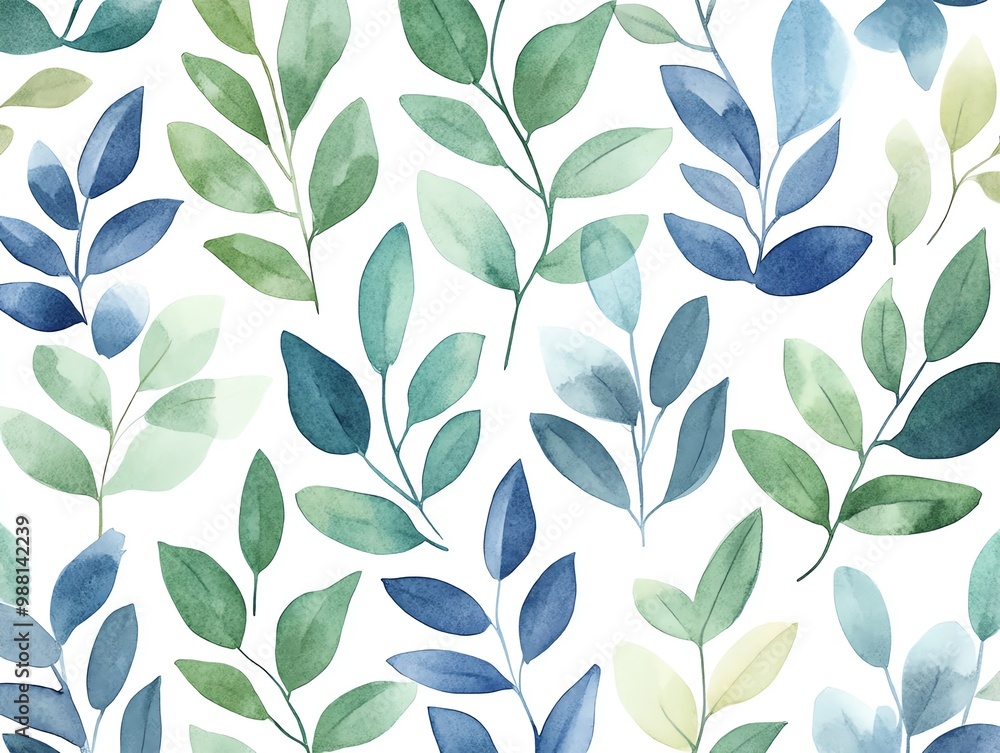 Fototapeta premium Watercolor Leaf Patterns Geometric leaf designs