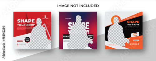 gym Social media poster  template design set for gym and fitness. 