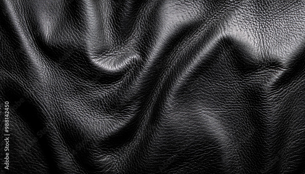 Naklejka premium Black Leather Texture Detailed Background
