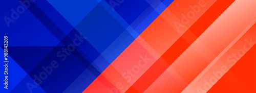 Blue and red sport game contest footer design. Wide bright sporty versus banner concept for presentation, footer, header, poster, flyer. Abstract diagonal gradient lines background. Vector wallpaper