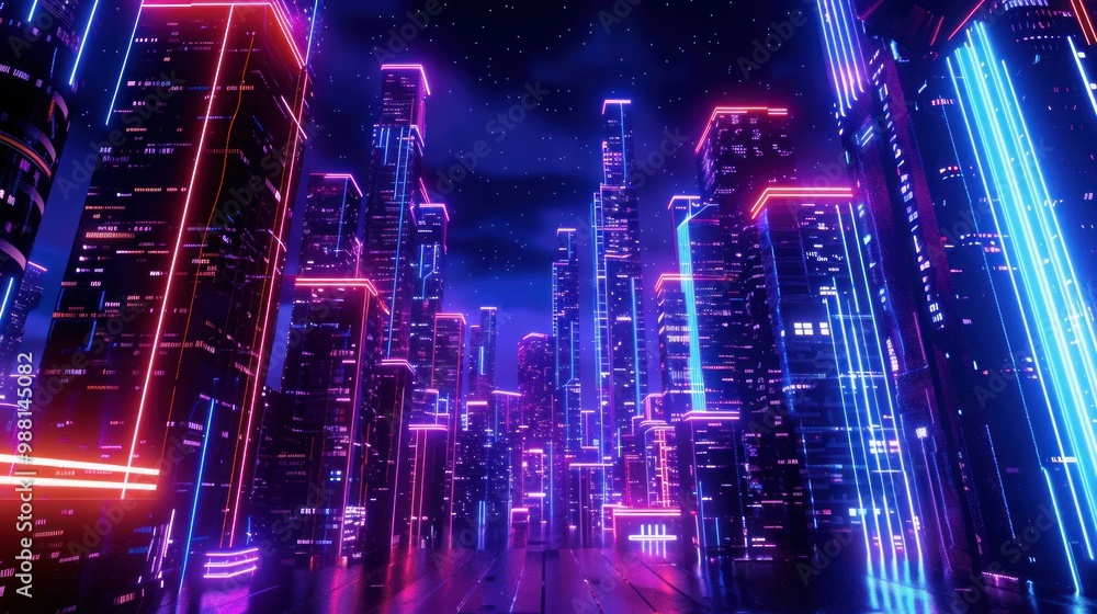 Futuristic Cyberpunk night city with neon lights ai generated image Futuristic Cyberpunk night city with neon lights ai generated image