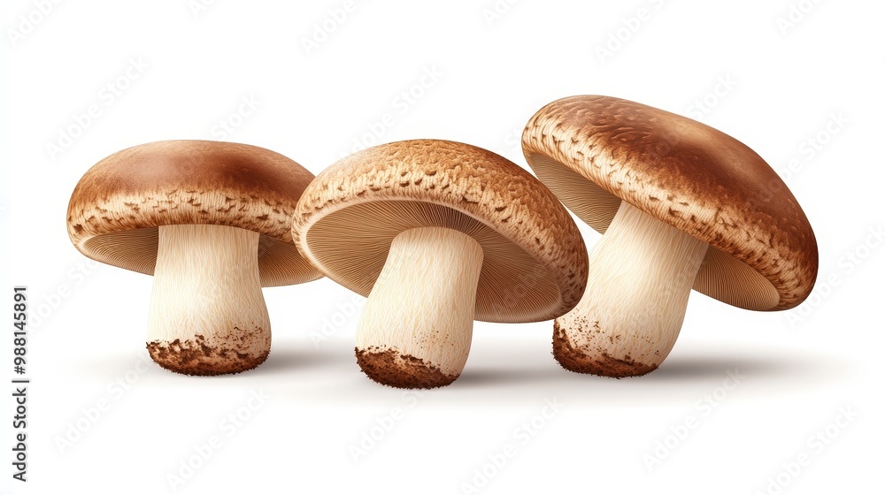 Fresh Shiitake Mushrooms Minimal Vector Illustration on White Background Fresh Shiitake Mushrooms Minimal Vector Illustration on White Background