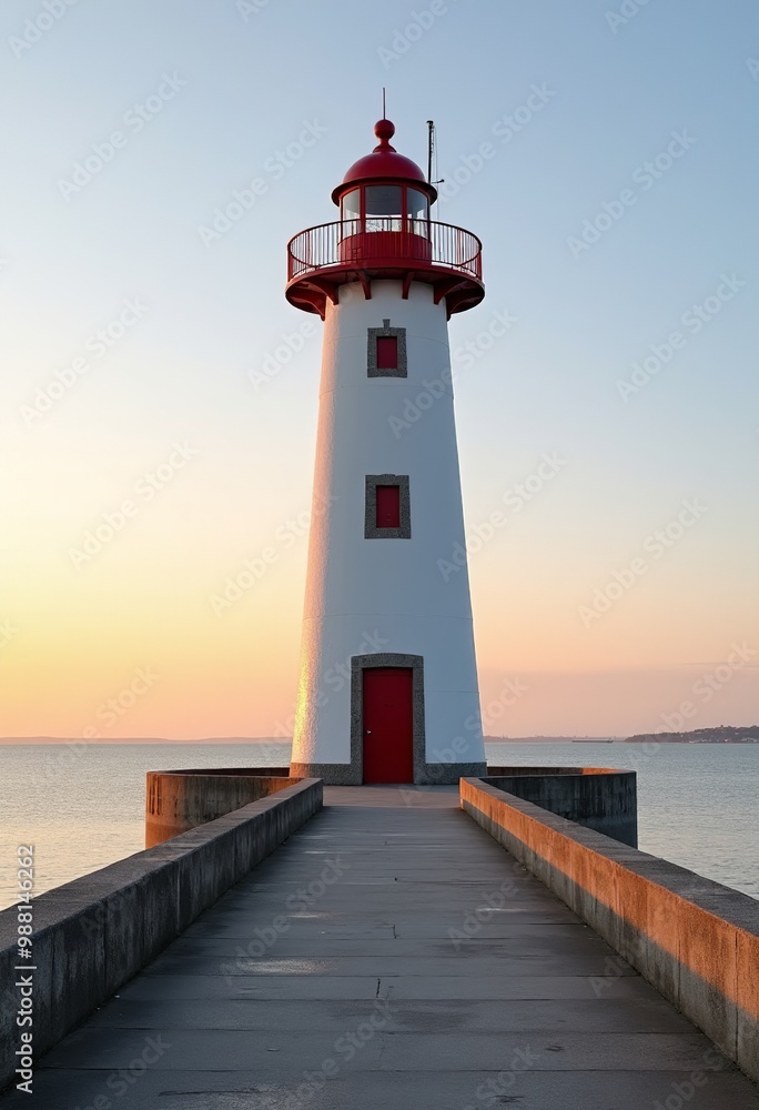 Solitary Coastal Lighthouse: A Dramatic Sunset View of a Historic Portuguese Seascape Solitary Coastal Lighthouse: A Dramatic Sunset View of a Historic Portuguese Seascape
