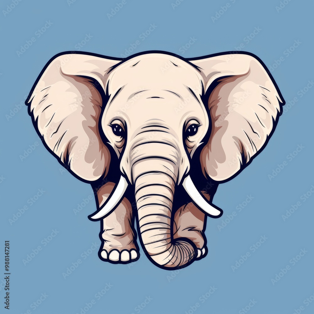 A Cartoon Elephant with Large Ears and Tusks A Cartoon Elephant with Large Ears and Tusks