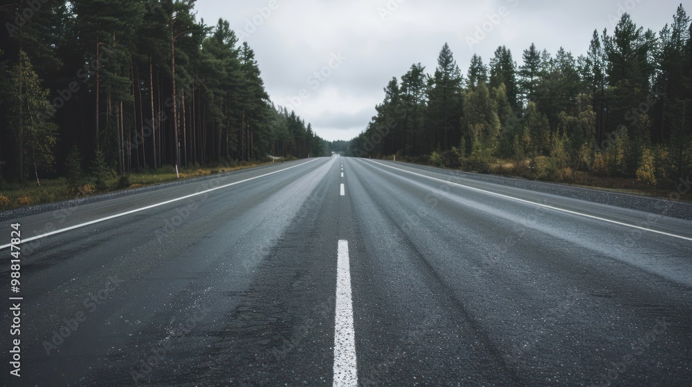 Empty Road Through Forest Empty Road Through Forest