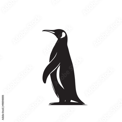 Penguin vector silhouette. Elegant logo icon of penguin. Penguin vector illustration black and white.