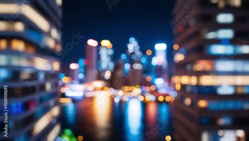 Wallpaper Mural City night blurred bogeh light city scape downtown, abstract background. Blurred focus of big city in the night time. Torontodigital.ca