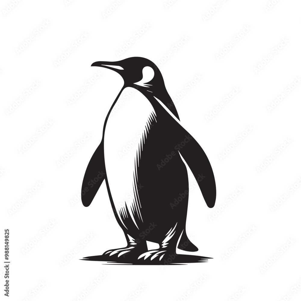 Fototapeta premium Penguin vector silhouette. Elegant logo icon of penguin. Penguin vector illustration black and white.