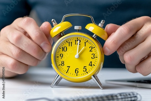 A person setting a focus timer, using time management techniques to stay productive and avoid distractions photo