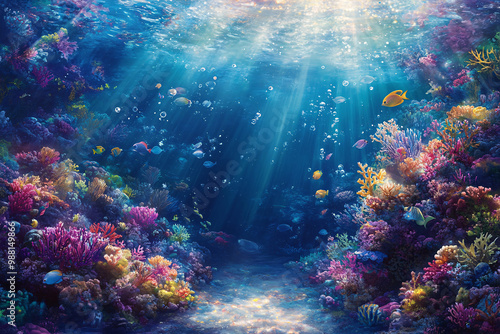 Wallpaper Mural Vibrant Underwater Scene: A Coral Reef Oasis Torontodigital.ca