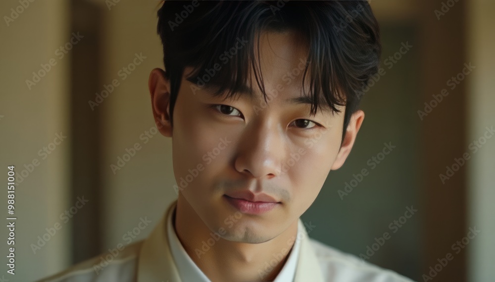 A man with short hair and a white shirt is looking at the camera A man with short hair and a white shirt is looking at the camera