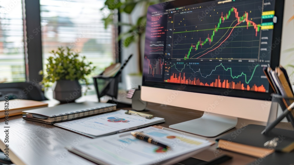 Naklejka premium Financial Data Analysis on Desktop