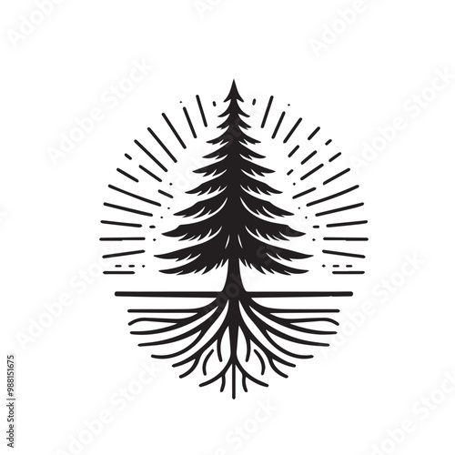 Pine tree vector silhouette. Pine tree logo, icon sign design. Evergreen tree illustration. Pine tree vector design isolated on white background.