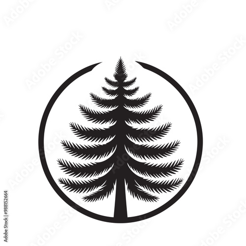 Pine tree vector silhouette. Pine tree logo, icon sign design. Evergreen tree illustration. Pine tree vector design isolated on white background.