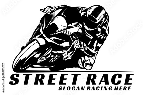 superbike design icon logo illustration black and white silhouette vector