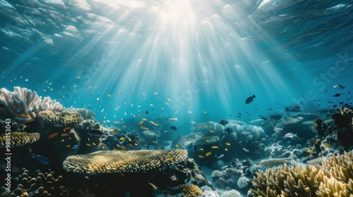 Wallpaper Mural Sunbeams Illuminating Coral Reef Torontodigital.ca