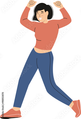 Street Dancer Pose Character in Flat Cartoon Shape. Vector Graphic Illustration