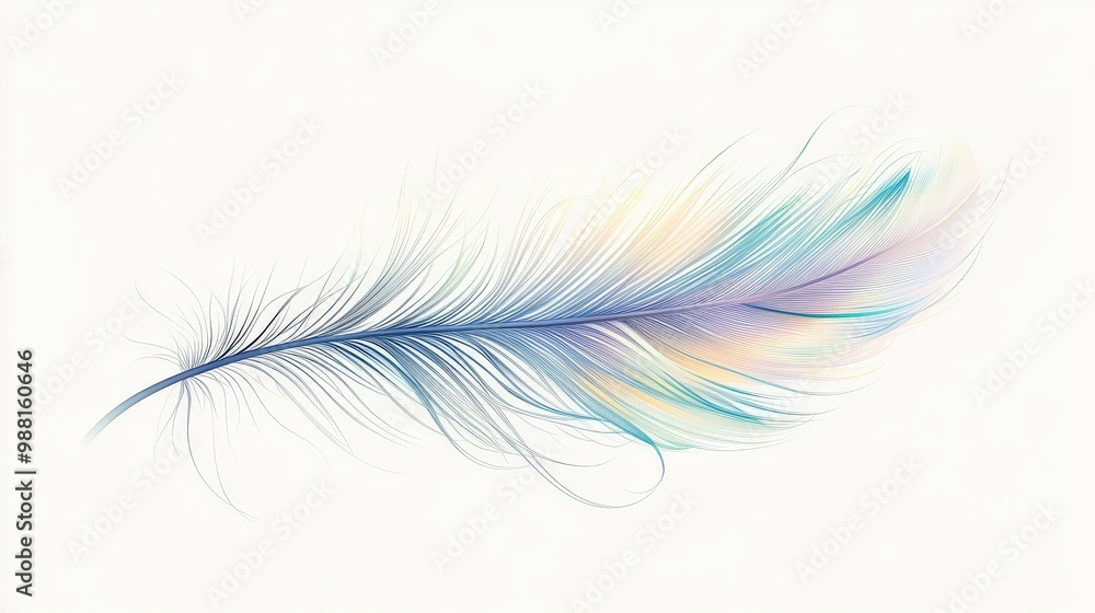 Fototapeta premium Minimalistic Pastel Peacock Feather Vector Illustration