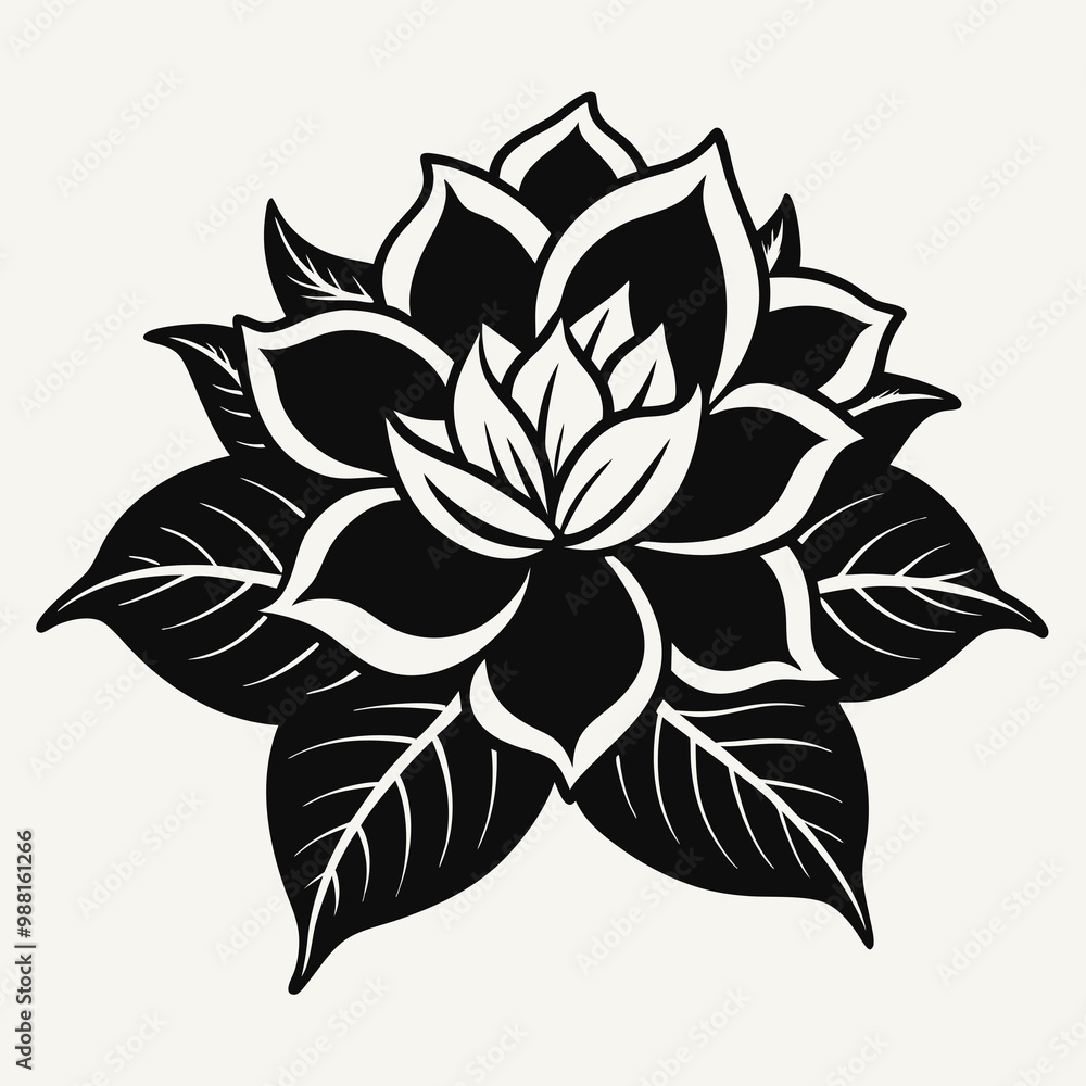 Hand Drawn Flower Vector silhouette
