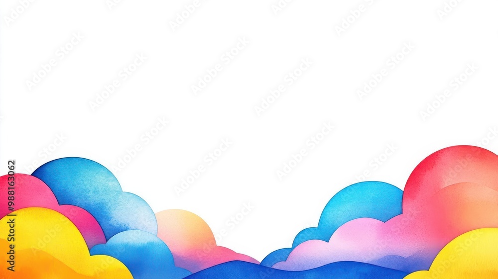 Voluminous cloud flat design top view dreamy landscape theme watercolor Complementary Color Scheme Voluminous cloud flat design top view dreamy landscape theme watercolor Complementary Color Scheme