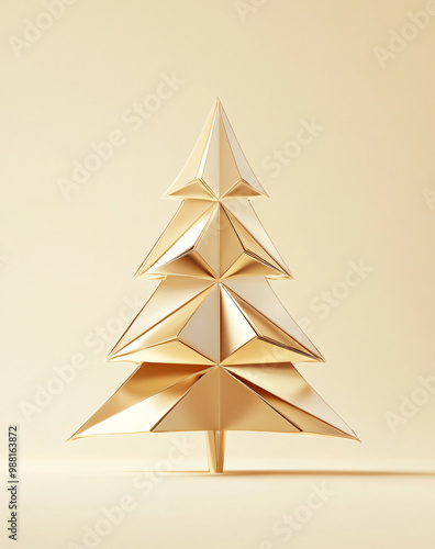 Wallpaper Mural Christmas origami style Christmas tree poster background Torontodigital.ca