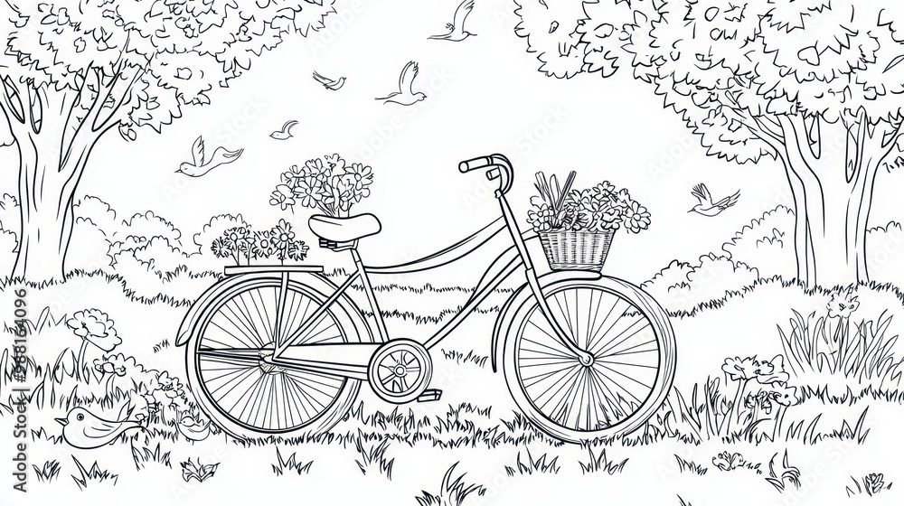 Obraz premium Bicycle in a Spring Garden