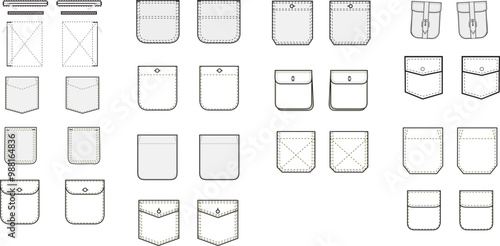 Shirt pockets Technical Illustration for Tech Pack Template