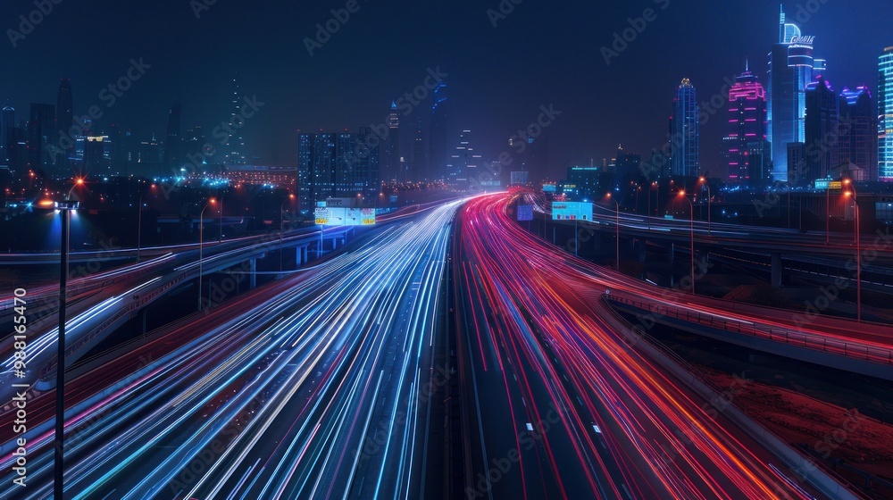 Fototapeta premium Cityscape with Light Trails