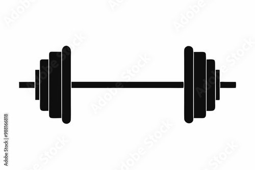 barbell silhouette vector, dumbbell icon
