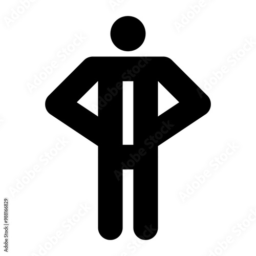 figure with hands on hips gesture, confident icon sign