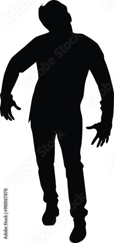 Zombie full body silhouette illustration. People posing zombie in black color