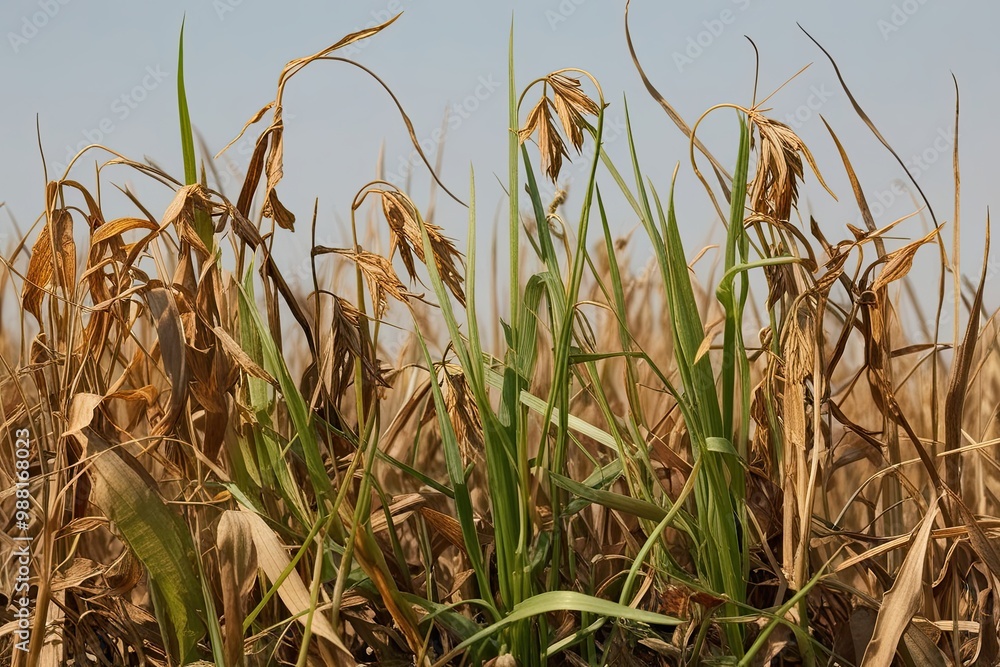 Fototapeta premium Grouping of Brown Grass and Withered Weeds Isolated on Clear Background