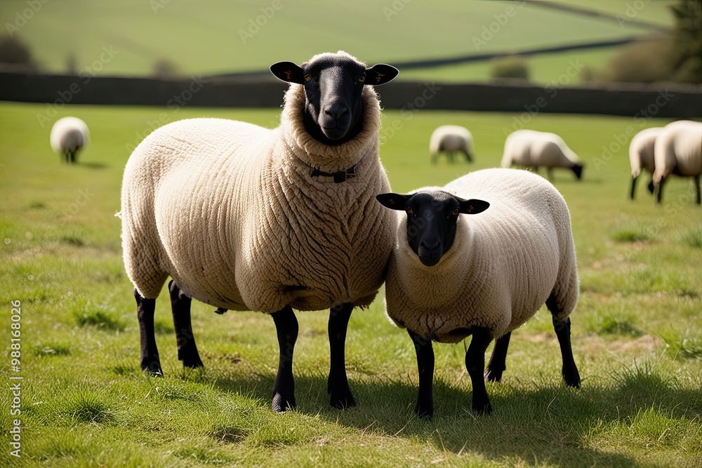 Playful Existence of Sheep in the Countryside: Vibrant and Expressive Visuals Playful Existence of Sheep in the Countryside: Vibrant and Expressive Visuals