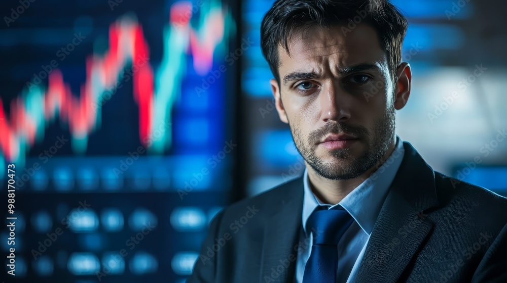 Businessman Looking at Stock Market Chart Businessman Looking at Stock Market Chart