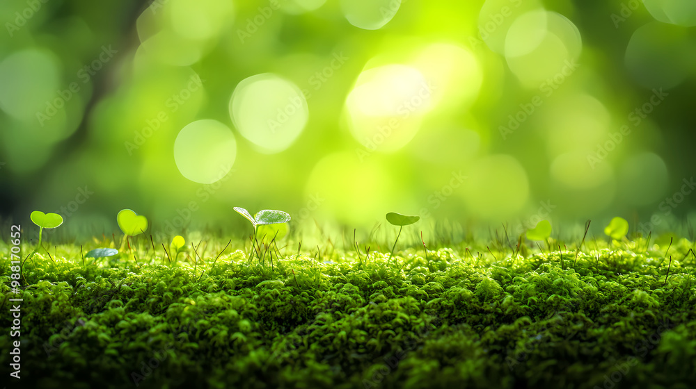 Fototapeta premium Microscopic ecological scene of forest moss