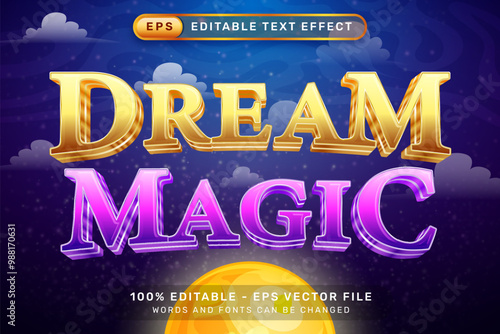 dream magic 3d text effect and editable text effect