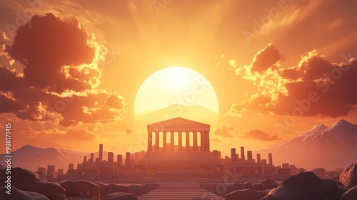 Wallpaper Mural Ancient Temple Ruins at Sunset Torontodigital.ca