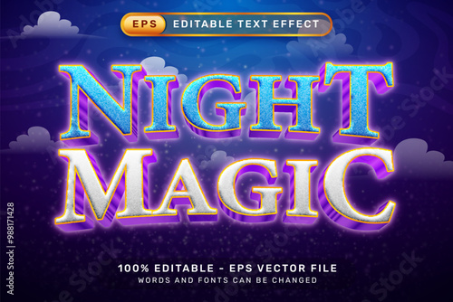 night magic 3d text effect and editable text effect