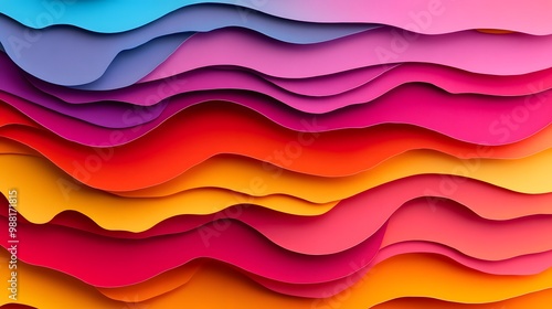 Abstract Colorful Wavy Paper Layers Background