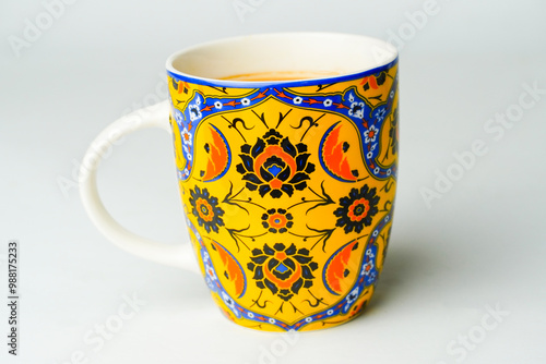 Tea, Milk Tea, Tea add in cup, cup of tea, Indian chai, Interior sindh chai, sindhi style tea, colorful background photo