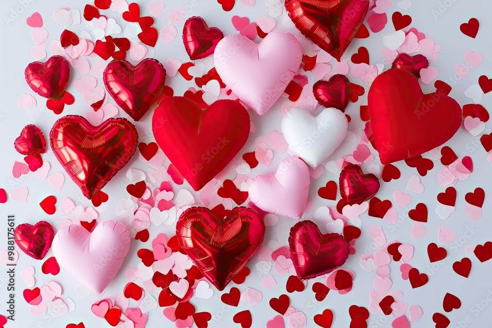 3D Heart Confetti Overlay for Romantic Celebrations and Events 3D Heart Confetti Overlay for Romantic Celebrations and Events