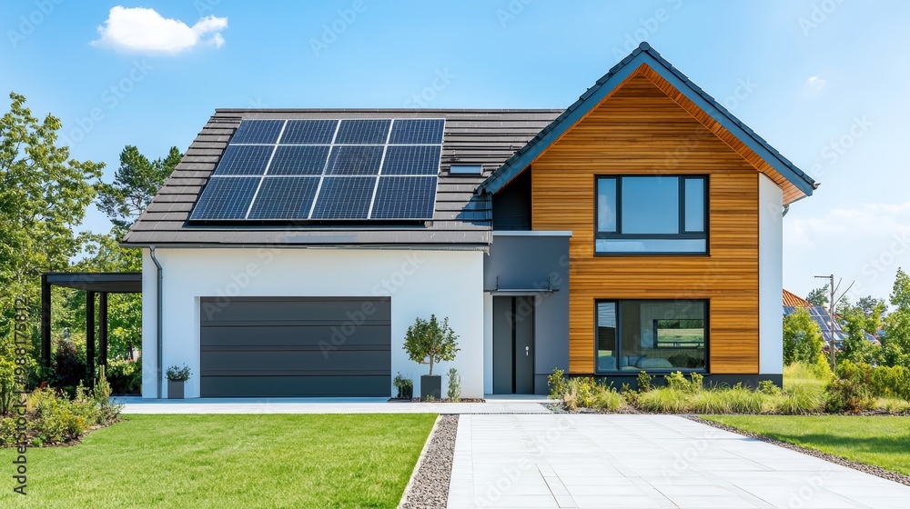 Modern Eco-Friendly House with Solar Panels Modern Eco-Friendly House with Solar Panels