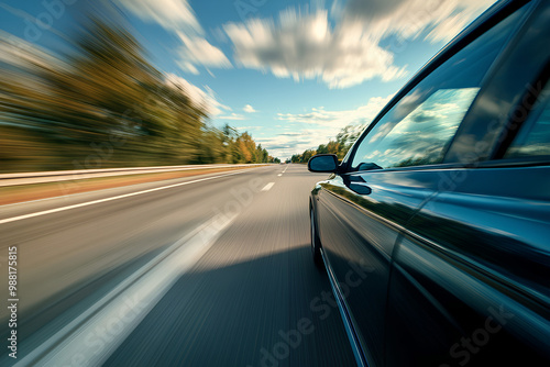 car at high speed along the highway obscures the speed of movement