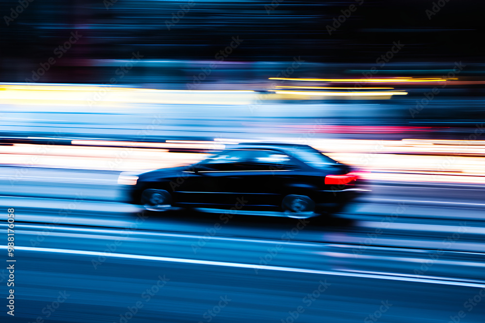 car at high speed along the highway obscures the speed of movement car at high speed along the highway obscures the speed of movement
