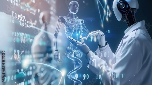 Medicine doctors use AI robots for healthcare and medicine medical technology AI generated images