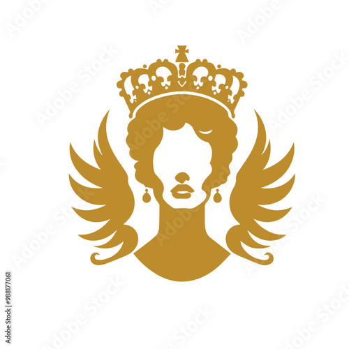 Queen logo, icon. Luxury queen logo. Premium queen vector silhouette. Ornamental luxury logo. Elegant cosmetic female logo.