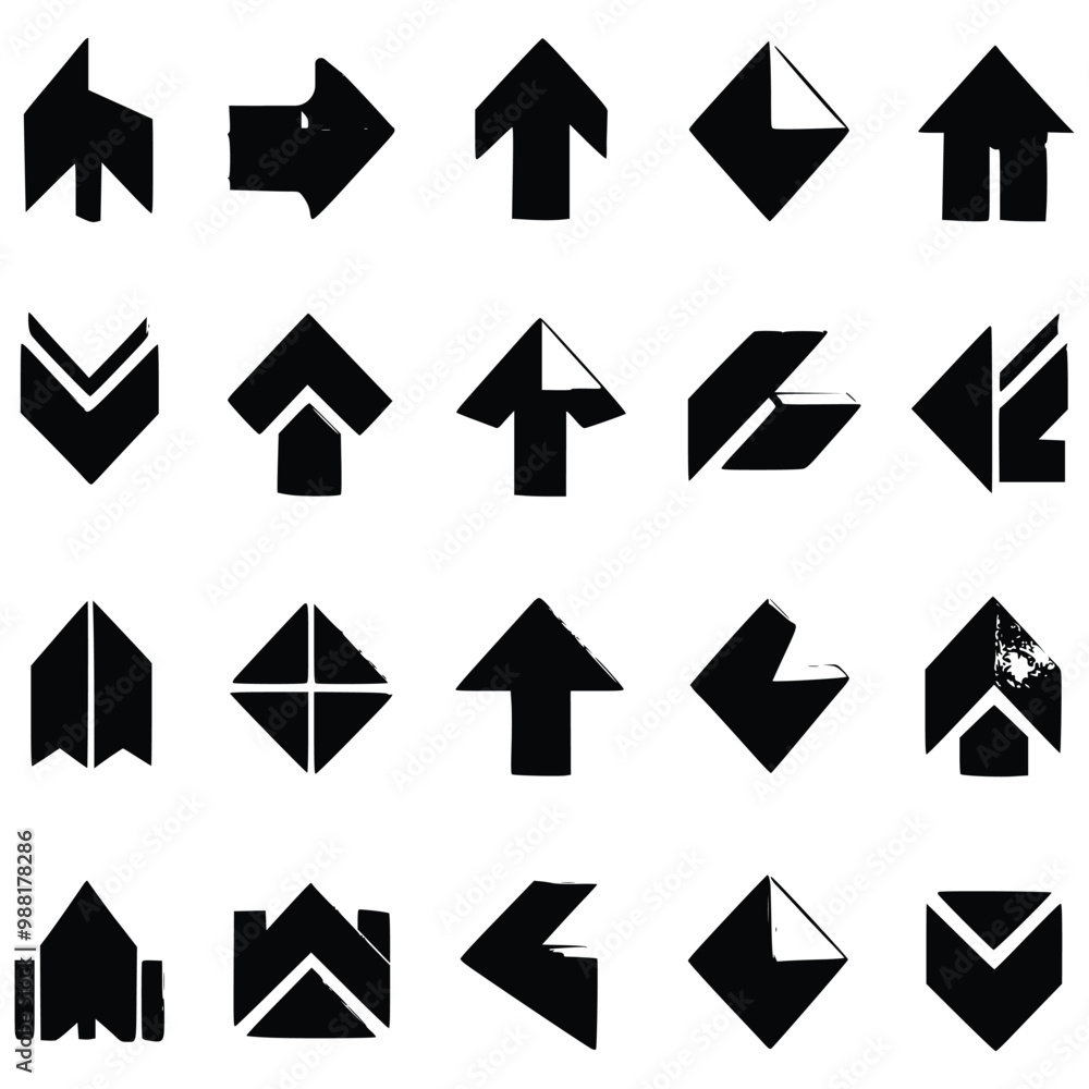 Abstrat Vector Arrow Black Icon Set. White Background. Abstrat Vector Arrow Black Icon Set. White Background.